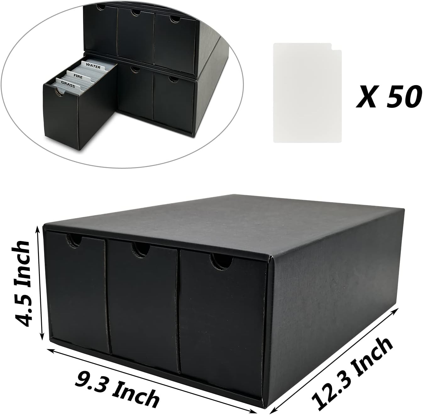 Trading Cardboard Card Storage Box - with 12 600-Count & 50 Card Dividers, Collectors Card Organizer Box for MTG Baseball Card Collection