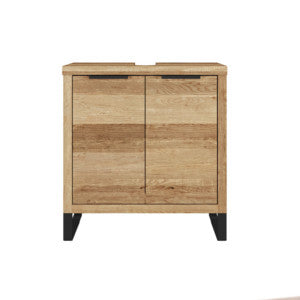 Woodkings Sydney Vanity Unit I Narrow Bathroom Cabinet W x H x D: 56 x 60 x 25 cm I Bathroom Furniture Made of Solid Wood Wild Oak I Small Vanity Unit for Bathroom or Guest Toilet