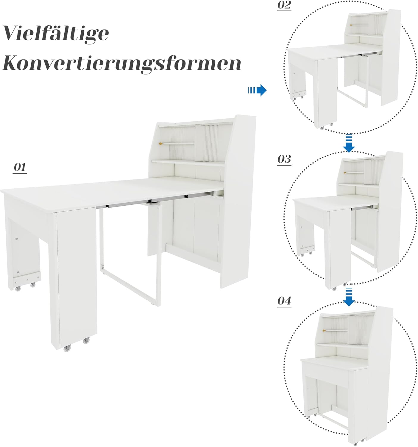 Dining Table, Small, Disposable Extendable Table, White Dining Room Storage Cabinet, Dining Table with Storage Space, Rectangular Dining Table, Coffee Lounge Table, Space-Saving,