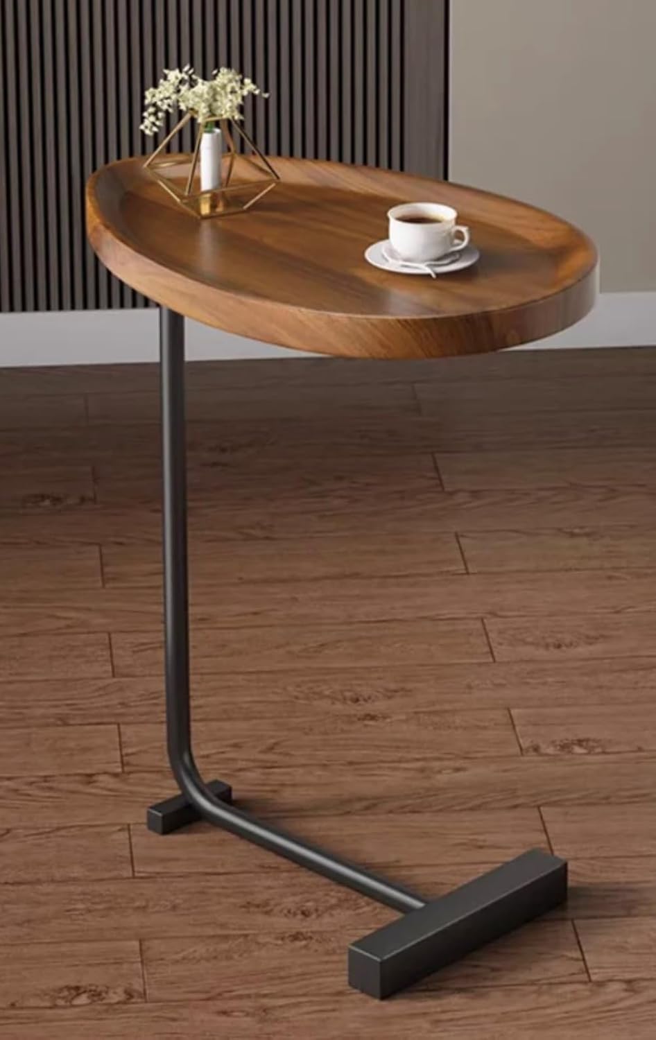 Side Table, Coffee Table, Mobile Living Room Table, Wood Look, Bedside Table, Sofa Table, Round, Oval, 70 cm High, Couch Shelf, Sofa Shelf, Tea Table, Couch Tray, Laptop Table