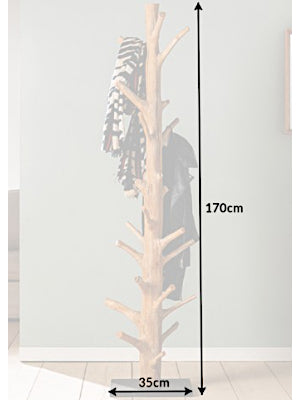 Solid Coat Stand Tree Nature 170 cm Natural Wood Coat Rack Hallway Coat Hook Made of Solid Wood