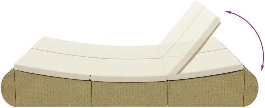 VidaXL Chaise longue pour 2 personnes Résine tressée Gris / Beige