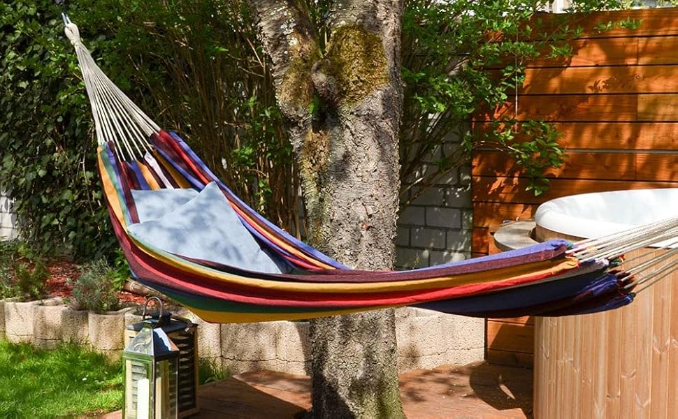 XXL Hammock 2 people 400X160 CM | Load Capacity up to 150 kg/100% Cotton | Amanka Multi-Person Hammock, multicoloured