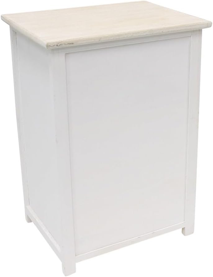 Dekoleidenschaft Small Cabinet Country Heart Wooden White Washed 40 x 31 x 57 cm Hallway Chest of Drawers in Country House Style Chest of Drawers Bedside Cabinet