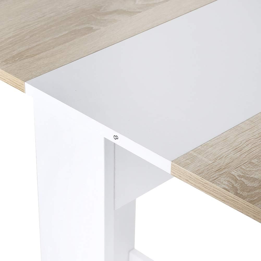 Folding Kitchen Table, Side Table with Wings, Kitchen Table, Finish and Oak, Folding Table with 2 Flaps, Melaminated Chipboard, 103 x 76 x 73.4 cm