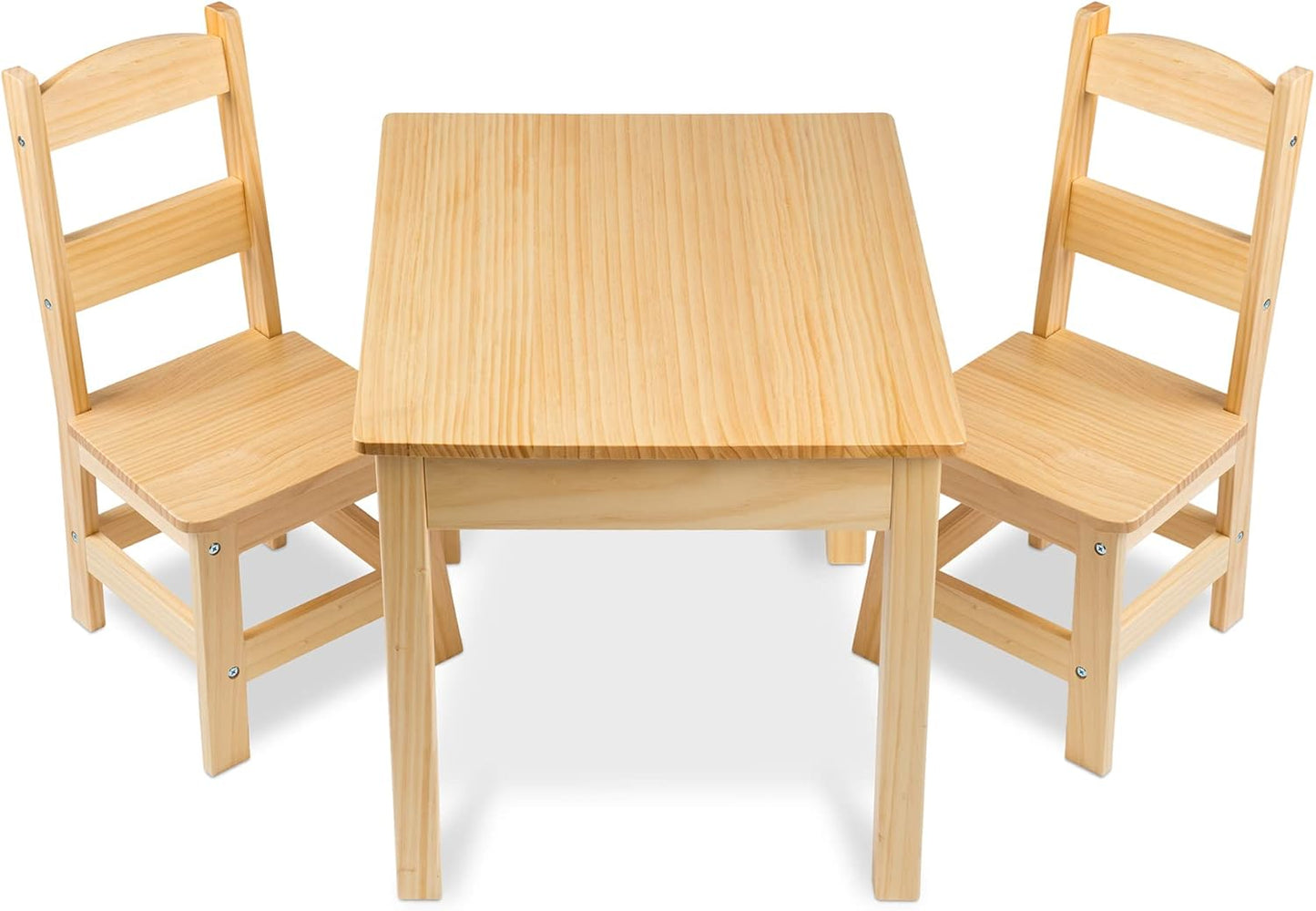 Melissa & Doug Solid Wood Table and 2 Chairs Set - Light Finish Furniture for Playroom