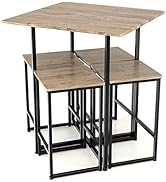 5 Piece Dining Table Set, Kitchen Table with 4 Chairs, Dining Set for 4 People, Rectangular Industrial Style Dining Room Table, Dining Set for Dining Room, Kitchen, Space Saving, Grey