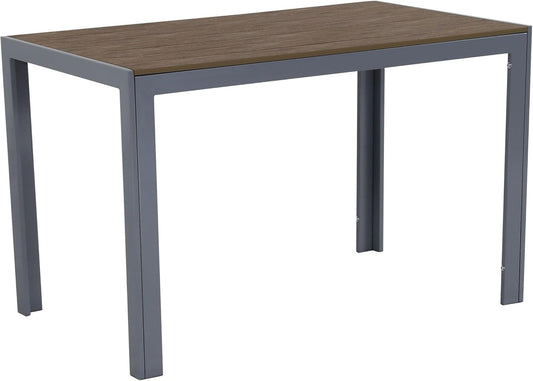 Aluminium Garden Table 120 x 70 Silver with Nonwood Table Top, Completely Weatherproof