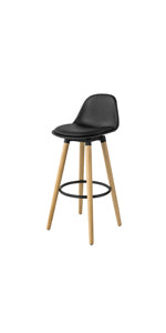 Bar Stool with Footrest Bar Stool with Backrest Black Beech Legs Seat Height 70 cm