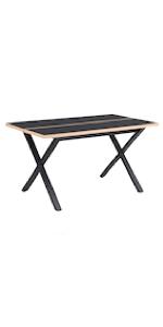 Extendable Dining Table Metal Frame Black Dining Room Furniture Modern for 4-6 People Kitchen Table Dining Room Table for Dining Room Kitchen Sand Oak Look 120-160 x 80 x 77 cm