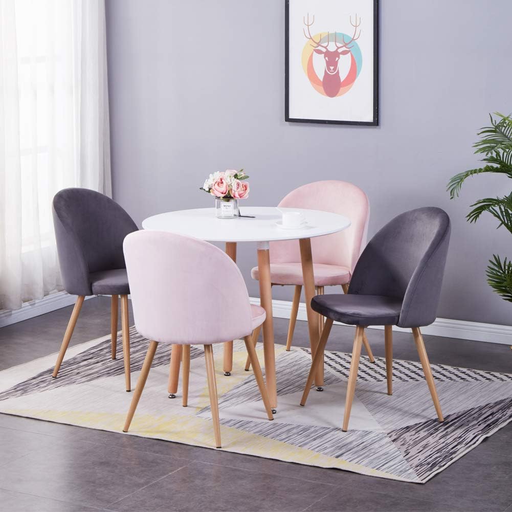 Round Dining Table Modern High Gloss Kitchen Table with Solid Wood Legs 80cm Small Office Table for Dining Room Living Room Cafe Indoor Furniture White AWS-041-3W