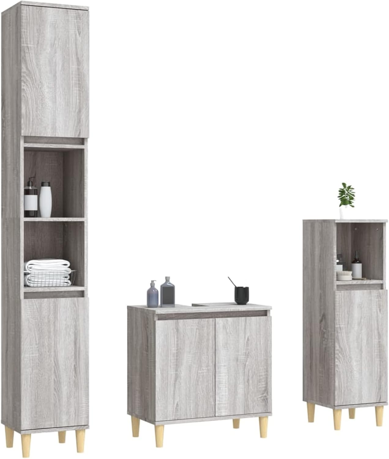 Bathroom Furniture Set, Bathroom Cabinet, Bathroom Furniture Set, Bathroom Furniture Sets, Bathroom Furniture, Modern Set, Grey Sonoma Wood Material