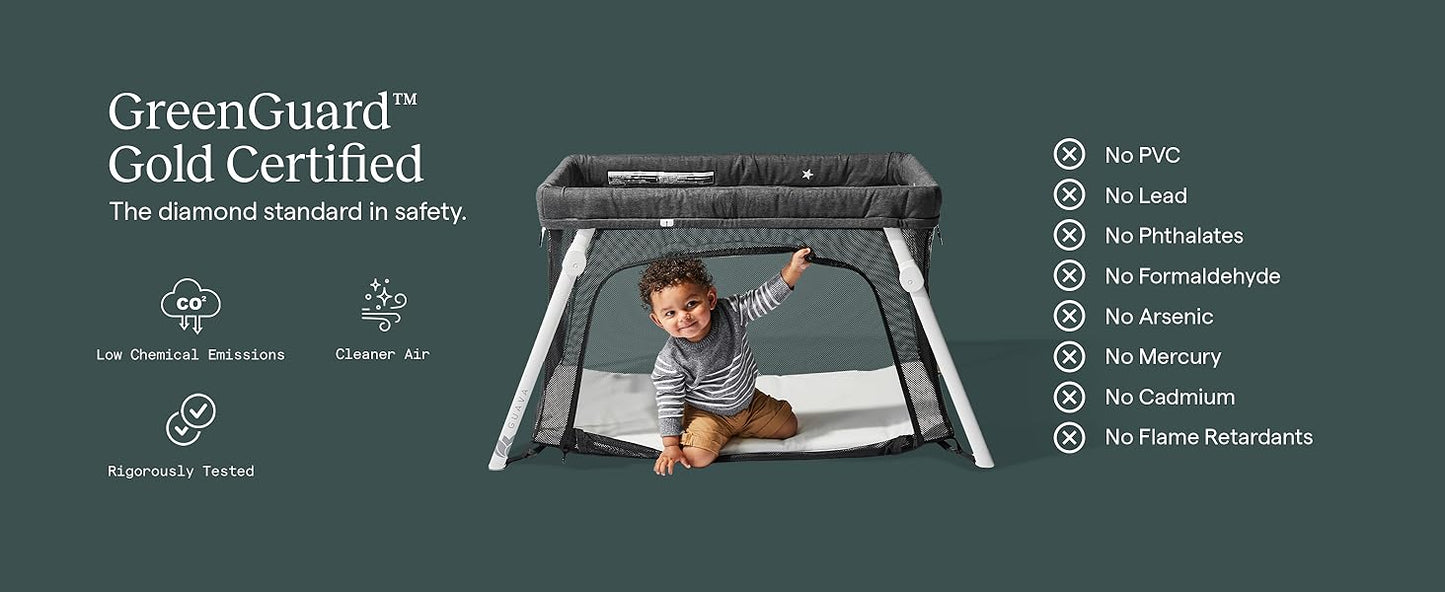 Guava Lotus Travel Crib with Lightweight Backpack Design | Certified Baby Safe Portable Crib | Folding Play Yard with Comfy Mattress for Babies & Toddlers | Compact Baby Travel Bed