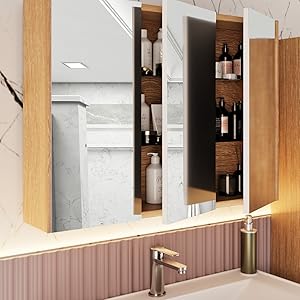 City Bathroom Furniture Set 3-Piece 60 cm | Wash Basin | Mirror Cabinet | Base Cabinet | Sonoma Oak | Soft Close Doors & Invisible Handles | Natural Style | Bathroom Furniture Washbasin