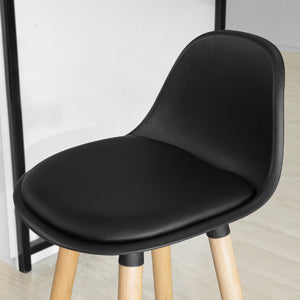 Bar Stool with Footrest Bar Stool with Backrest Black Beech Legs Seat Height 70 cm