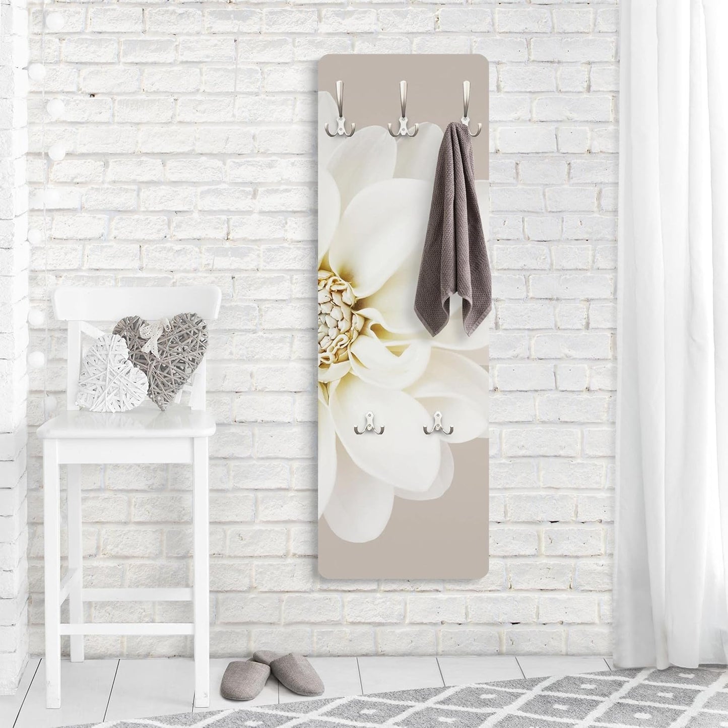 Wardrobe White Dahlia on Cream Size H x W 119 cm x W 39 cm