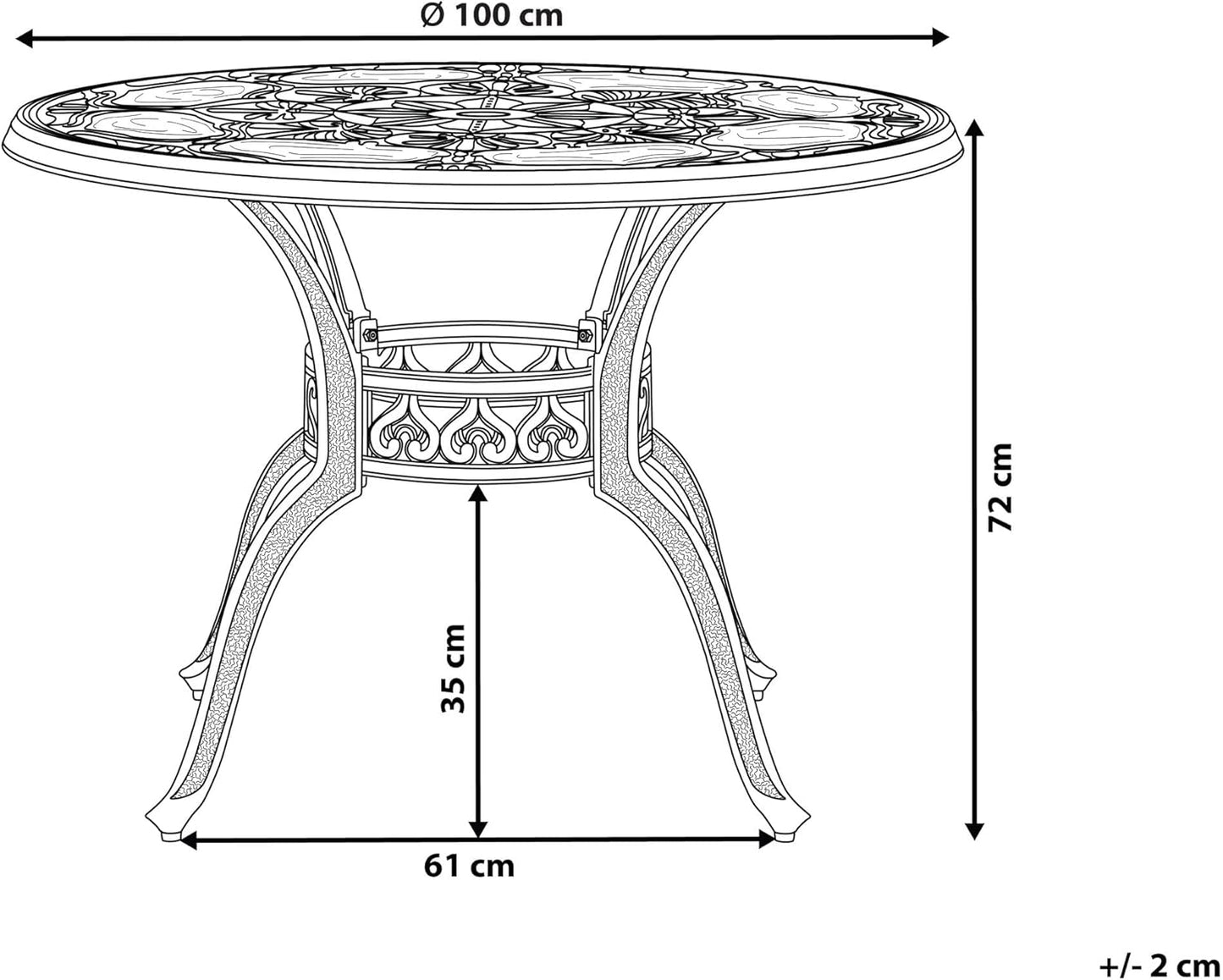 Garden Table Dark Brown Aluminium Round Shape Retro Sapri