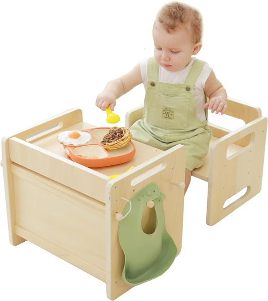 Montessori Weaning Table and Chair Set - Adjustable Design for Toddlers, Ideal for Mealtime, Learning, and Play