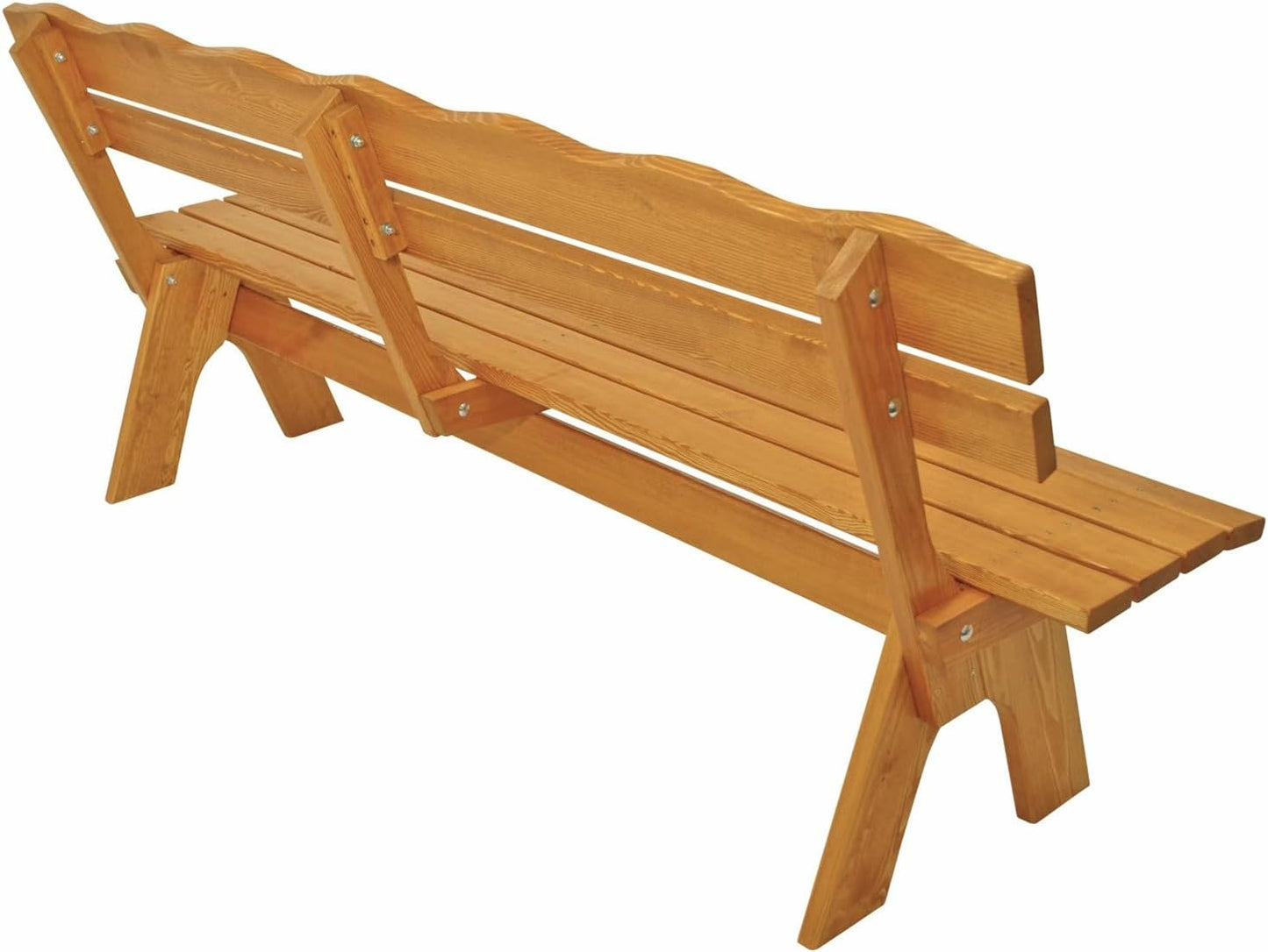 Freital Garden Bench XXL 4-Seater 200 cm Solid Pine Wood Light Varnished Stable Outdoor