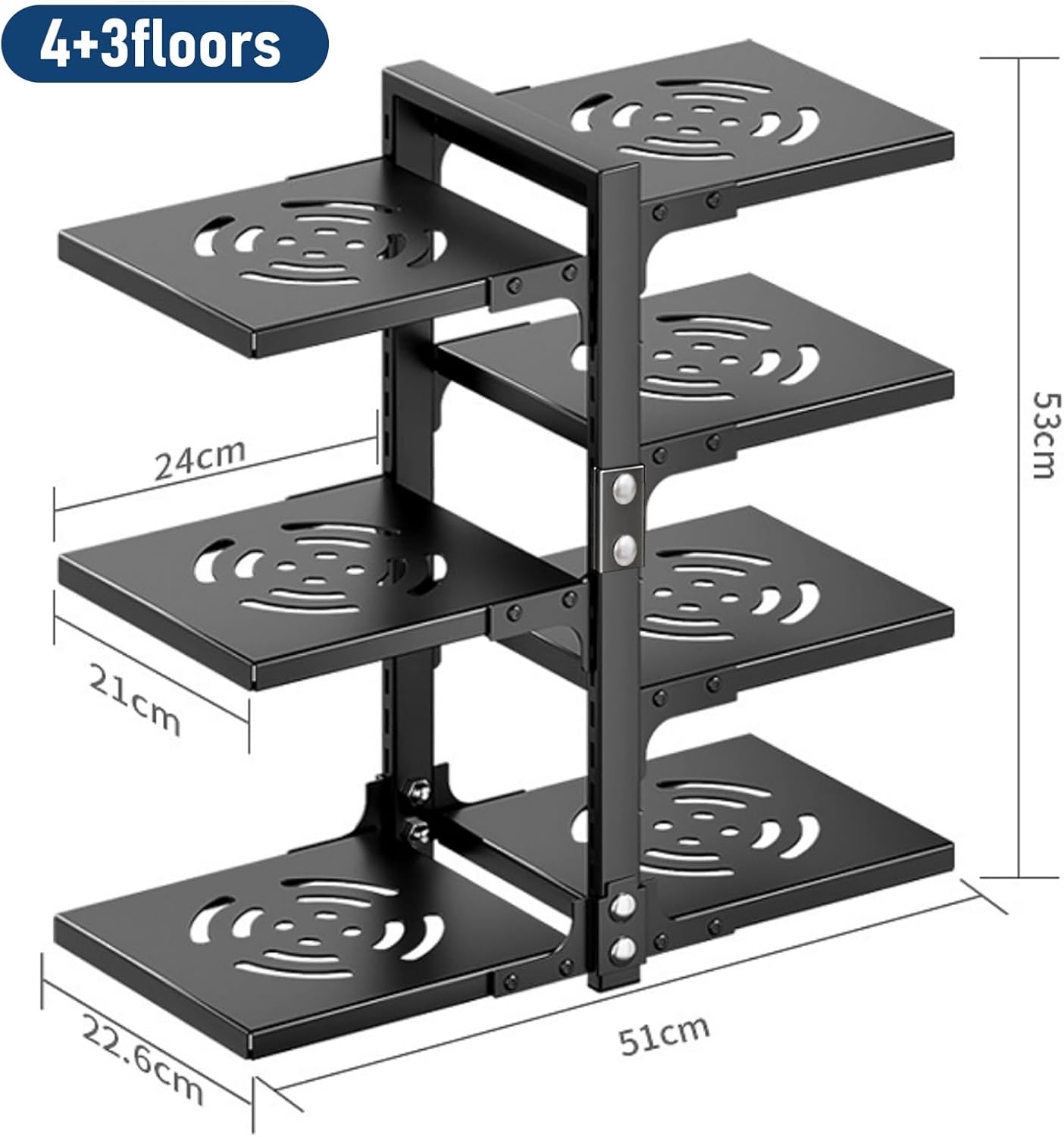 Casonnik 7 Tier Adjustable Heavy Duty Pot Organizer Kitchen Cupboard Organizer Multipurpose Pot Pan Organizer