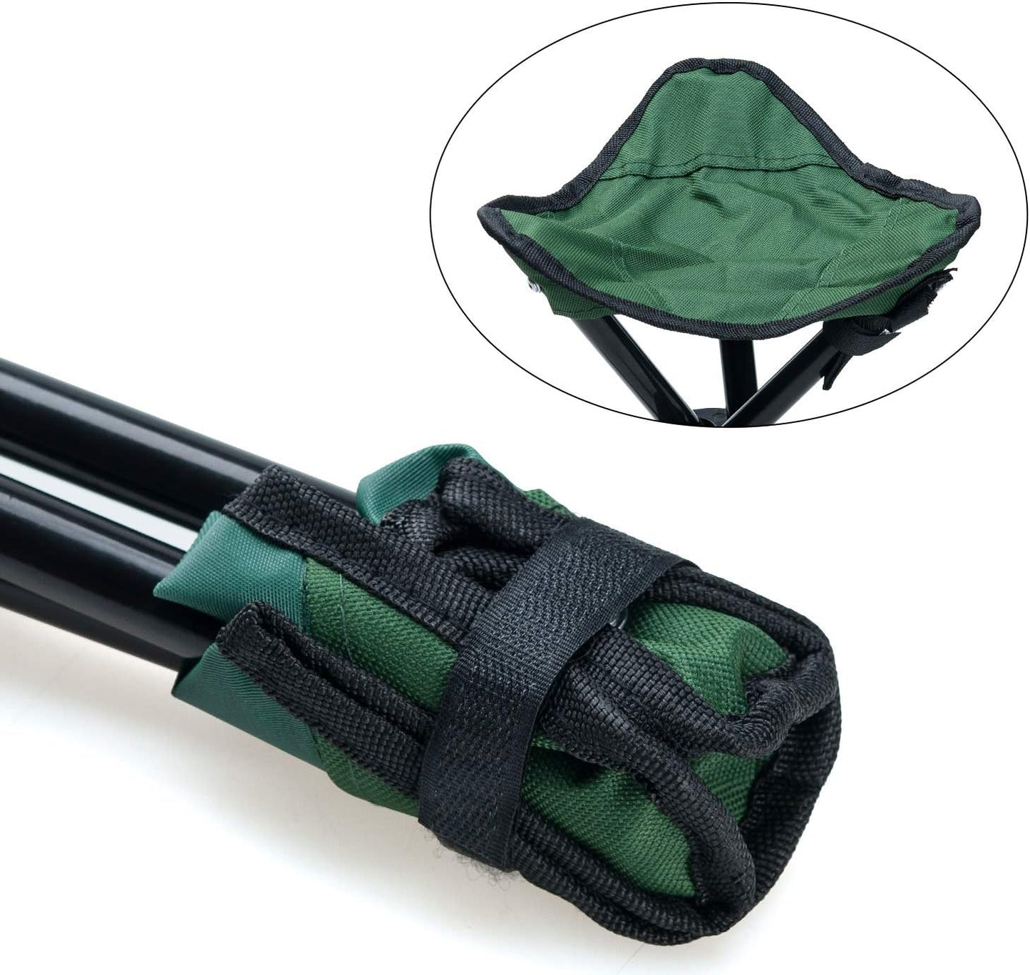 Outdoor Tripod Stool, Portable Foldable Small 3 Legs Canvas Chair for Hiking Camping Fishing Picnic Beach BBQ Travel Backpacking Garden Seat (Green)