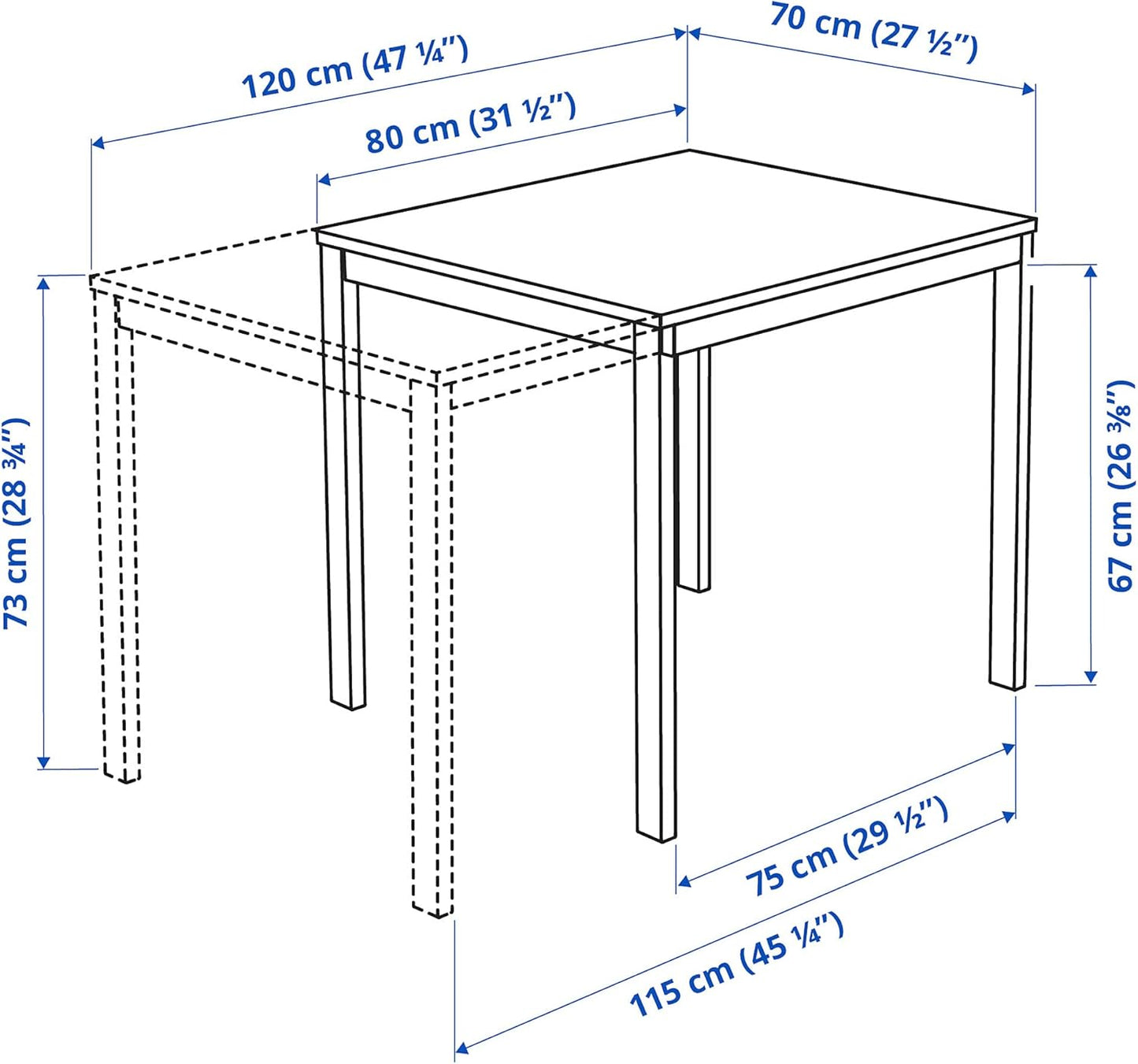 Extendable Table 80/120 x 70 cm Black/Dark Brown