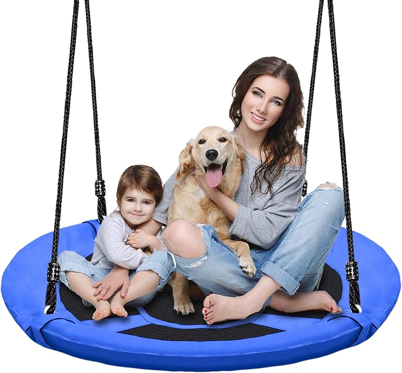 40 Inch Green Saucer Tree Swing Set for Kids Adults 500lb Weight Capacity Waterproof Flying Swing Seat Outdoor Playground, Backyard