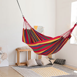 Hammock with Fixings & Bag, up to 150 kg, W x D: 270 x 150 cm, Cotton, Indoor and Outdoor Use, Colourful