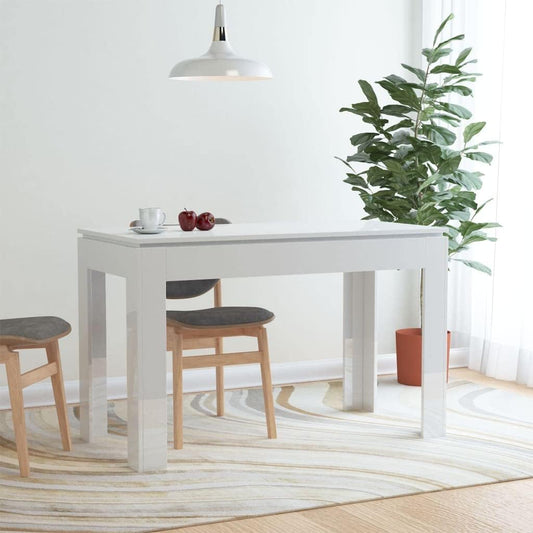 Dining Table High-Gloss White 120 x 60 x 76 cm Wood Material 25 kg