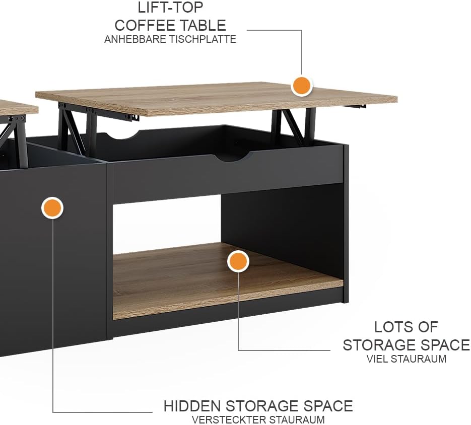 Coffee Table, Black, 110 x 54 cm