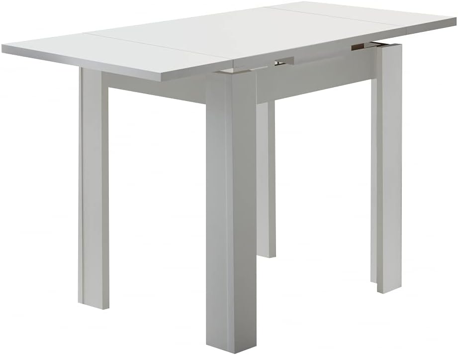 80x80 White Matt Dining Table Extendable Kitchen Table Functional Table 80 x 80 cm