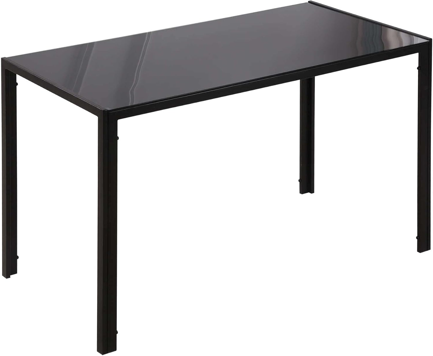 Dining Table Kitchen Table for 4 People, Dining Room Table, Living Room Table with Tempered Glass Top for Kitchen, Dining Room, Metal, Black, 120 x 60 x 75 cm