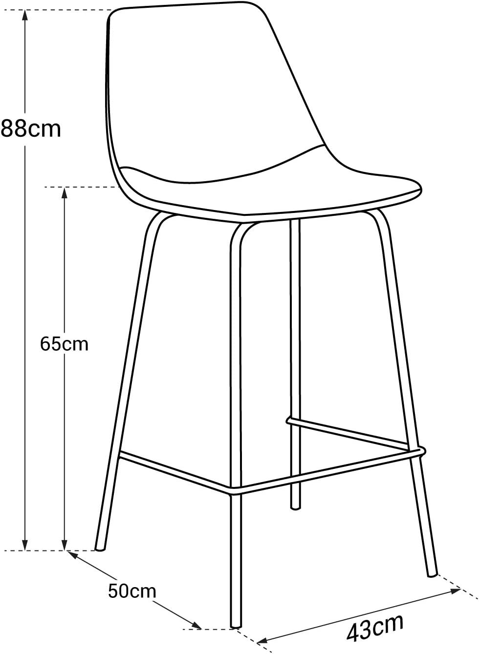 Happy Garden Lucien Vintage Bar Stools Set of 2 Cognac Seat Height 65 cm