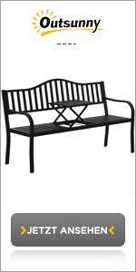 Steel Garden Bench, 2 Seater Park Bench with Backrest & Armrest, Floral Bench for Garden, Balcony, Max. 240 kg, Black, 127 x 63 x 83 cm