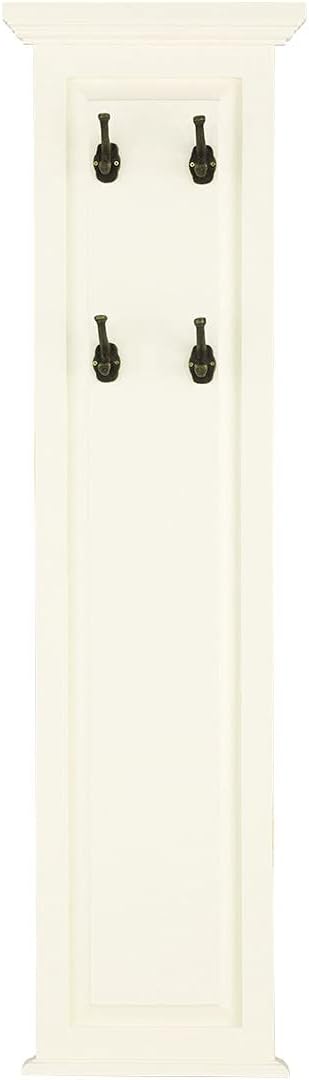 Catana Coat Rack Solid Wood Cream White W x H x D: 38 x 135 x 6 cm Hallway Coat Rack Wall Coat Hook Wall Panel Country House