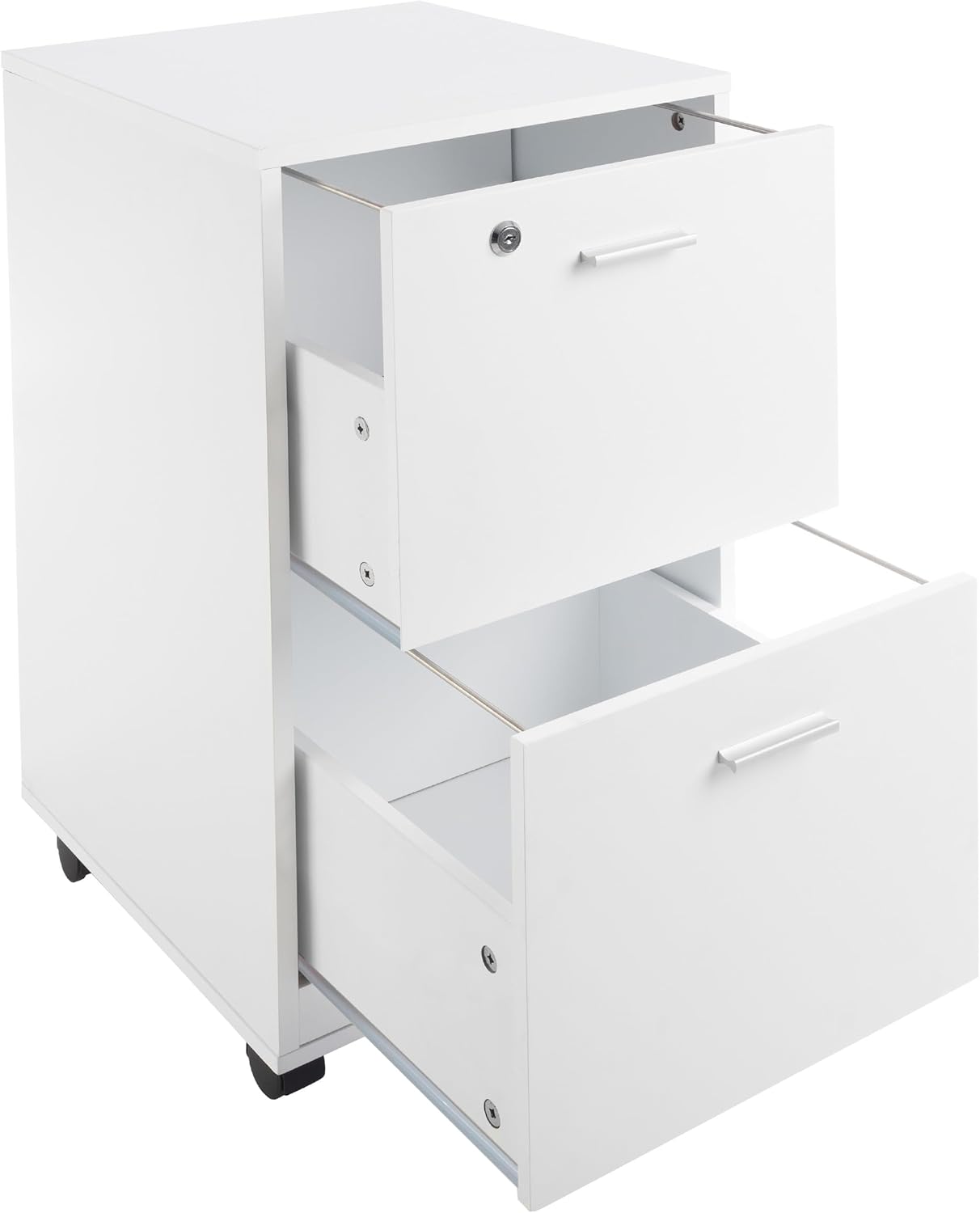 Lavish Home File Cabinet - 2-Drawer Cabinet with Lock and Deep Drawer Storage - Rolling Filing Cabinet for Under The Desk, Home, or Office (White)