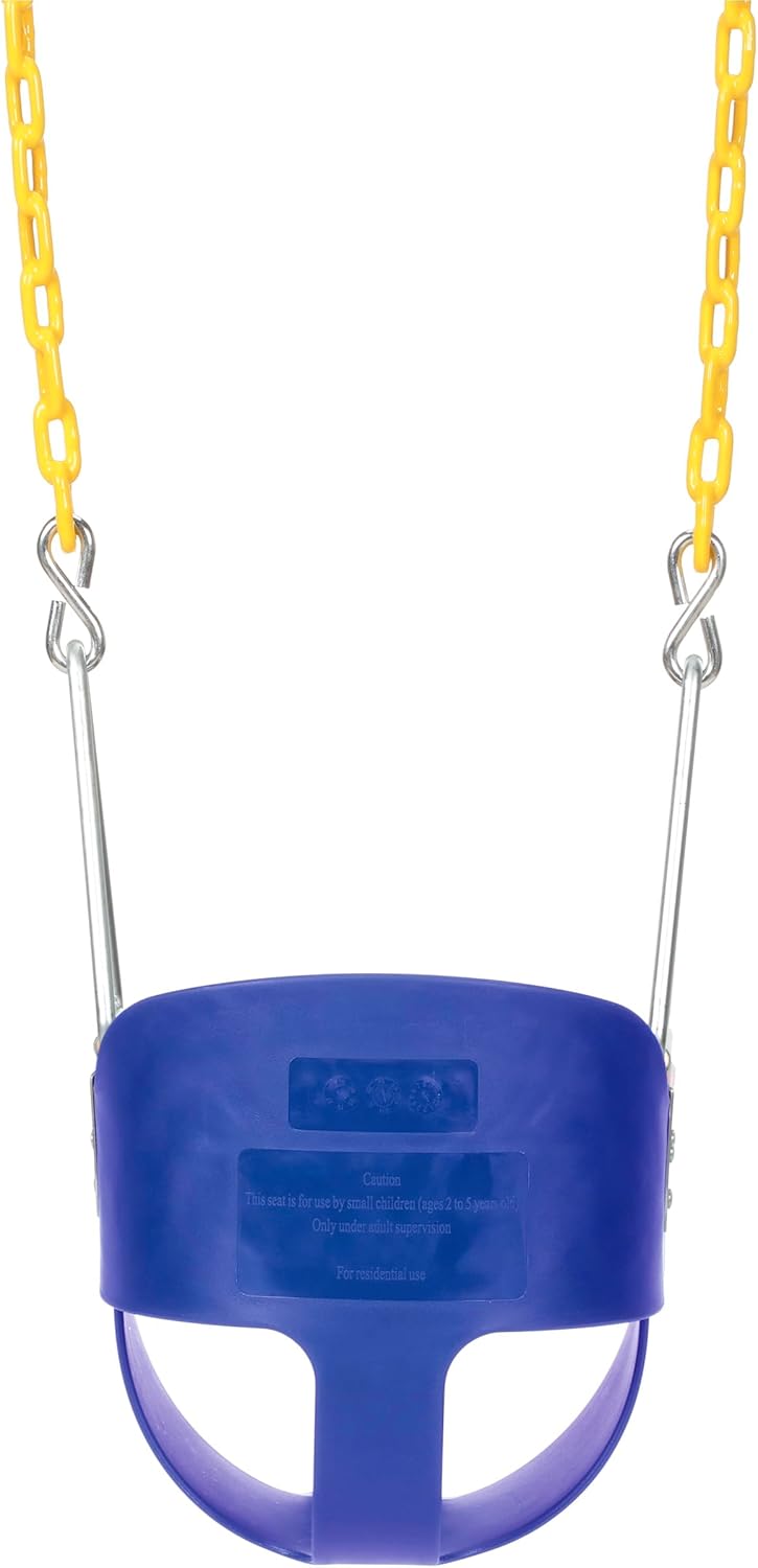 Eastern Jungle Gym Heavy-Duty High Back Full Bucket Toddler Swing Seat | Coated Swing Chains Fully Assembled | Blue Swing Set Accessory