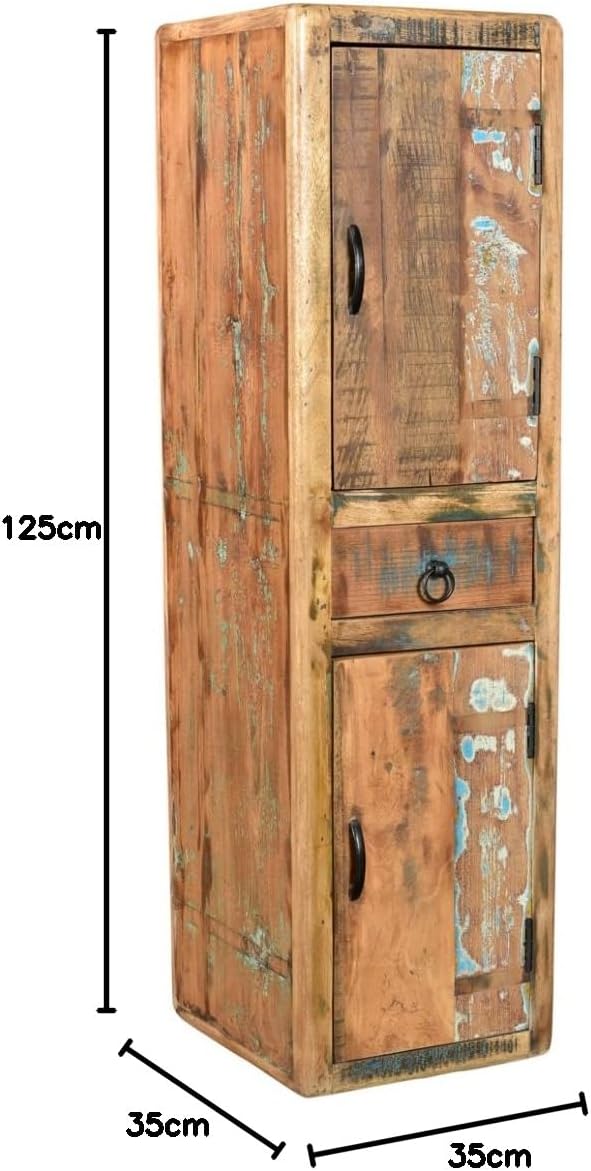 Calcutta Bathroom Tall Cabinet Recycled Wood Colourful Rustic Bathroom Tall Cabinet Solid Bathroom Furniture Solid Wood Bathroom Tall Cabinet Wall Cabinet (without Base)