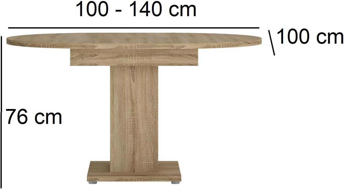 Design Esstisch WM-100 Sonoma Eiche rund ausziehbar 100-140 cm