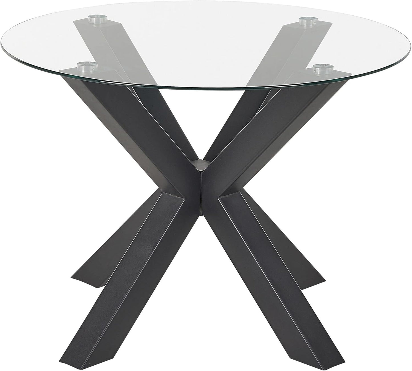 Dining Table Glass Transparent Metal Frame for 4 People Round 100 cm Black