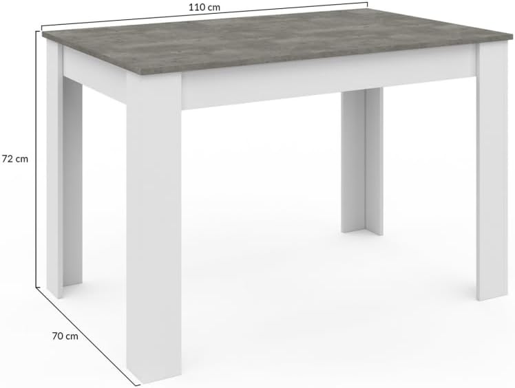 Seater Rectangular Dining Table White Concrete Effect Top 110cm