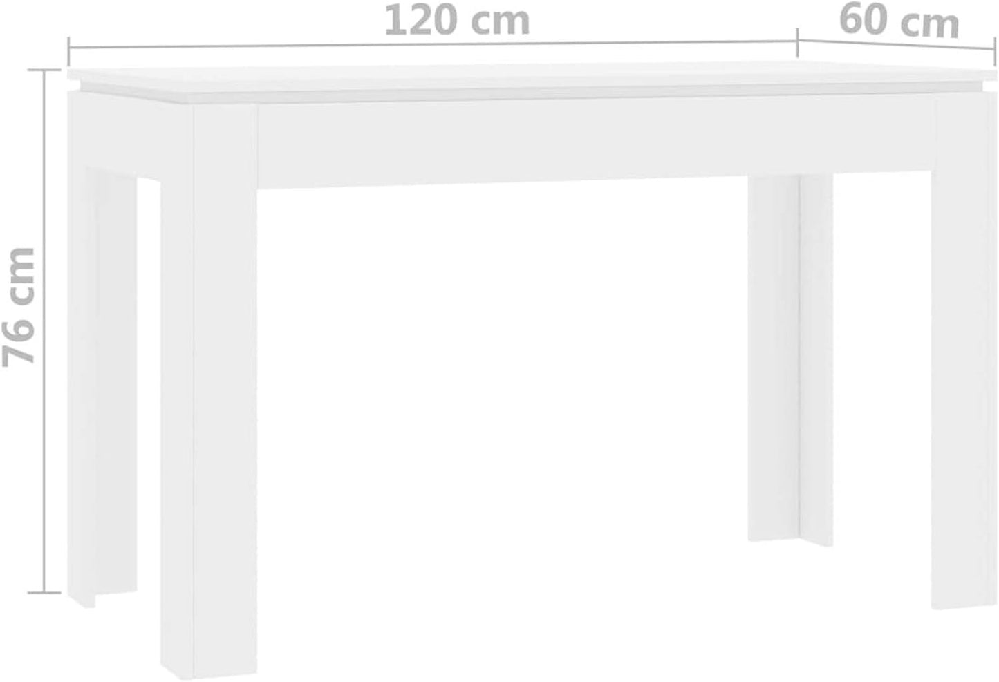 Dining Room Table Kitchen Table Wooden Table Dining Table with Sturdy Table Top Table for Dining Room Living Room Kitchen Dining Room Furniture High Gloss White 120 x 60 x 76 cm Wood Material