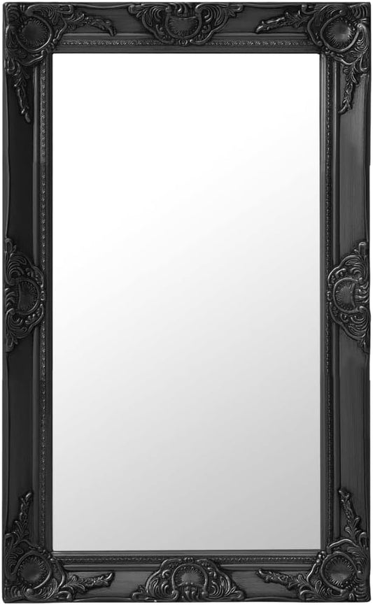 Wall Mirror in Baroque Style Antique with Mounting Hooks Hanging Mirror Decorative Mirror Bathroom Mirror Hallway Mirror Wardrobe 50 x 80 cm Black