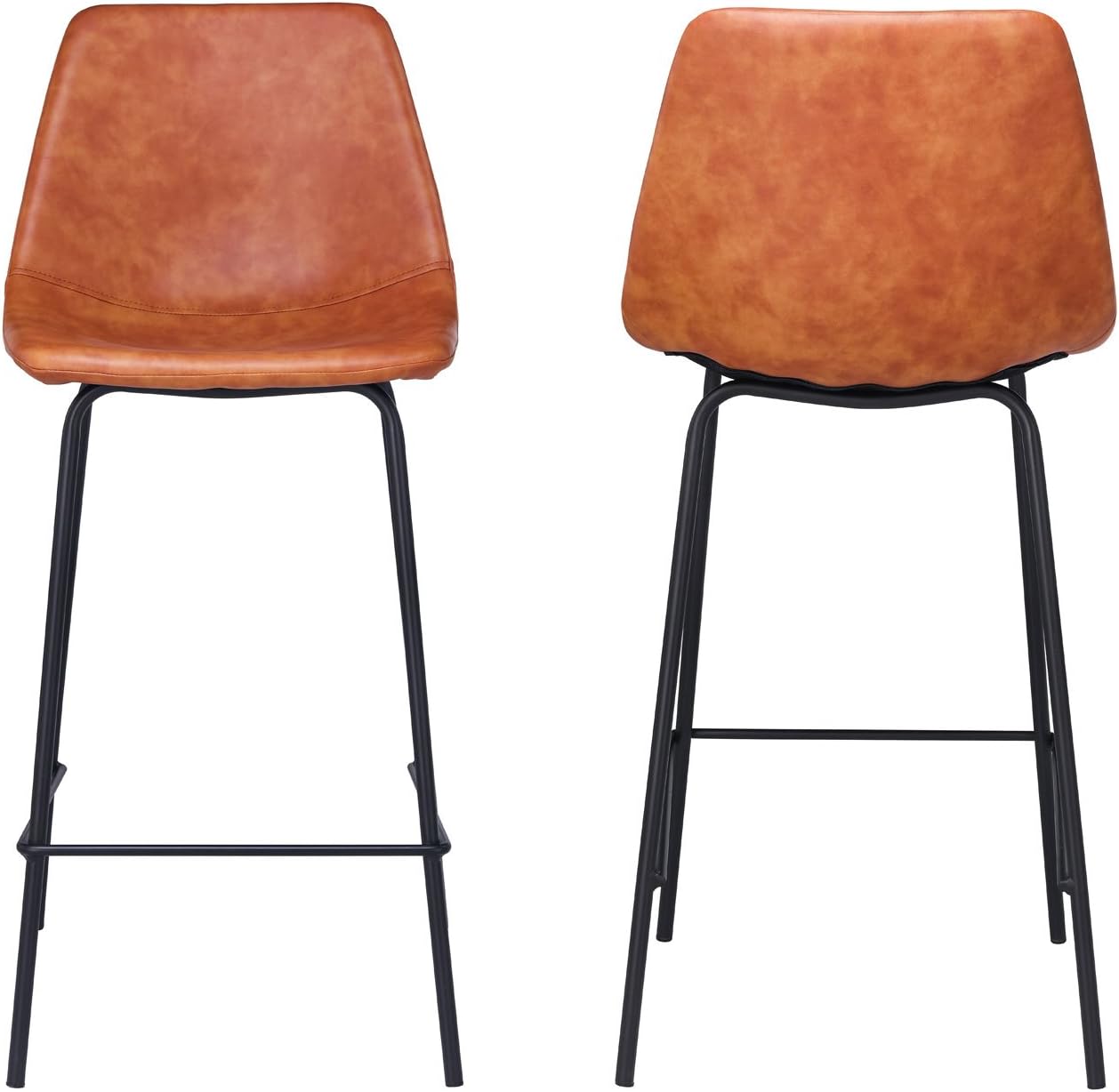 Happy Garden Lucien Vintage Bar Stools Set of 2 Cognac Seat Height 65 cm