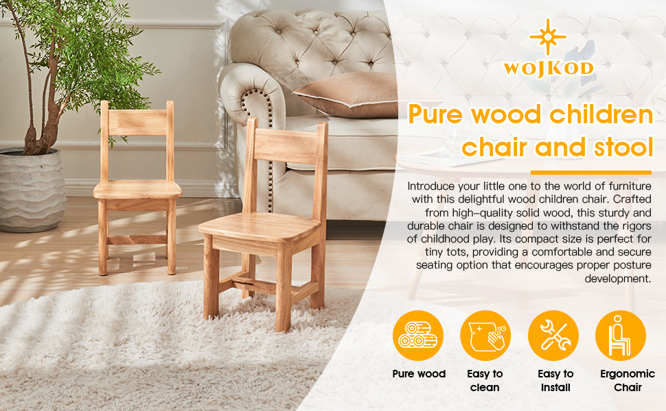 Pure Wood Solid Wood Children Chair for Kids, Kindergarten and Kids' Home Furniture-Pair Set(2 Same Chairs)