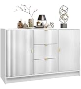 Leslin Gold LKSZ154 Chest of Drawers with 3 Drawers and 3 Doors, Sideboard W 154 x H 83 x D 39 cm Multi-Purpose Cabinet Hallway Chest of Drawers Highboard Sideboard Dining Room Chest of