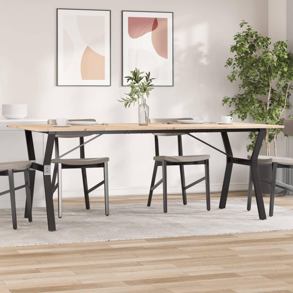 Dining Table Y-Frame 200 x 100 x 75 cm Solid Pine and Cast Iron Dining Table Dining Room Table Kitchen Table Kitchen Table Multipurpose Table 3282723