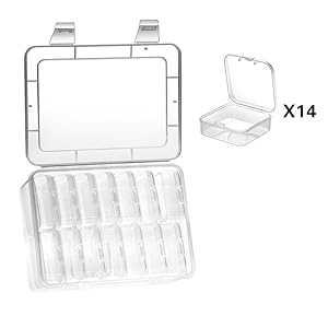 Mathtoxyz Small Bead Organizers, 15 Pieces Plastic Storage Cases Mini Clear Bead Storage Containers Transparent Boxes with Hinged Lid and Rectangle Clear Craft Supply Case