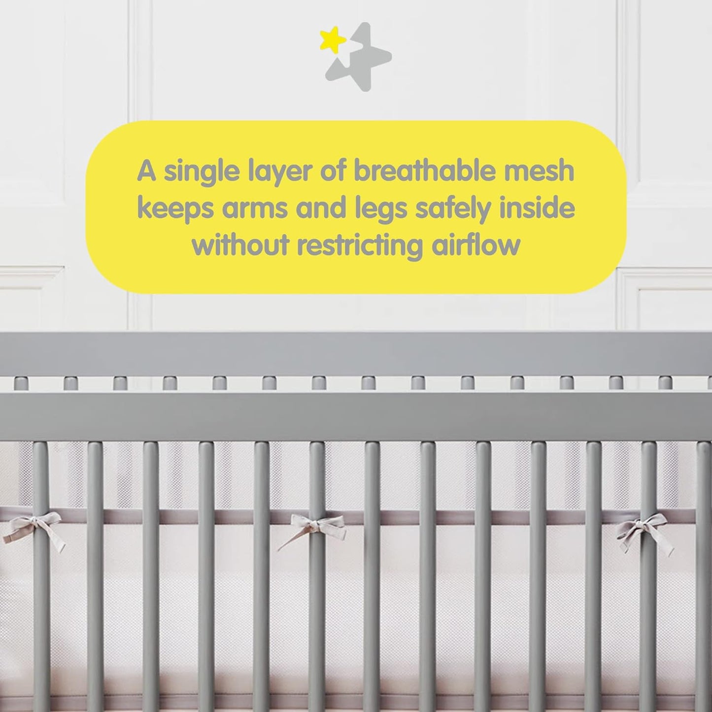 Mini Crib Breathable Mesh Liner by BreathableBaby, Classic 3mm Mesh, White, Size 4M Covers 4 Sides FITS MINI CRIBS WITH 38x24” MATTRESS ONLY