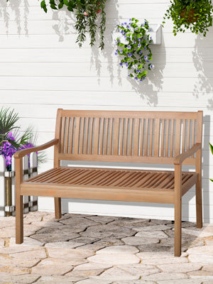 Garden Bench 2-Seater Wooden Park Bench up to 200 kg Bench Patio Bench with Backrests Garden Furniture Poplar Wood Yellow 126.8 x 62 x 91.3 cm